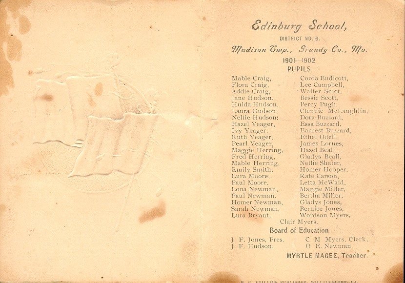 Edinburg School 1901-1902, Brochure